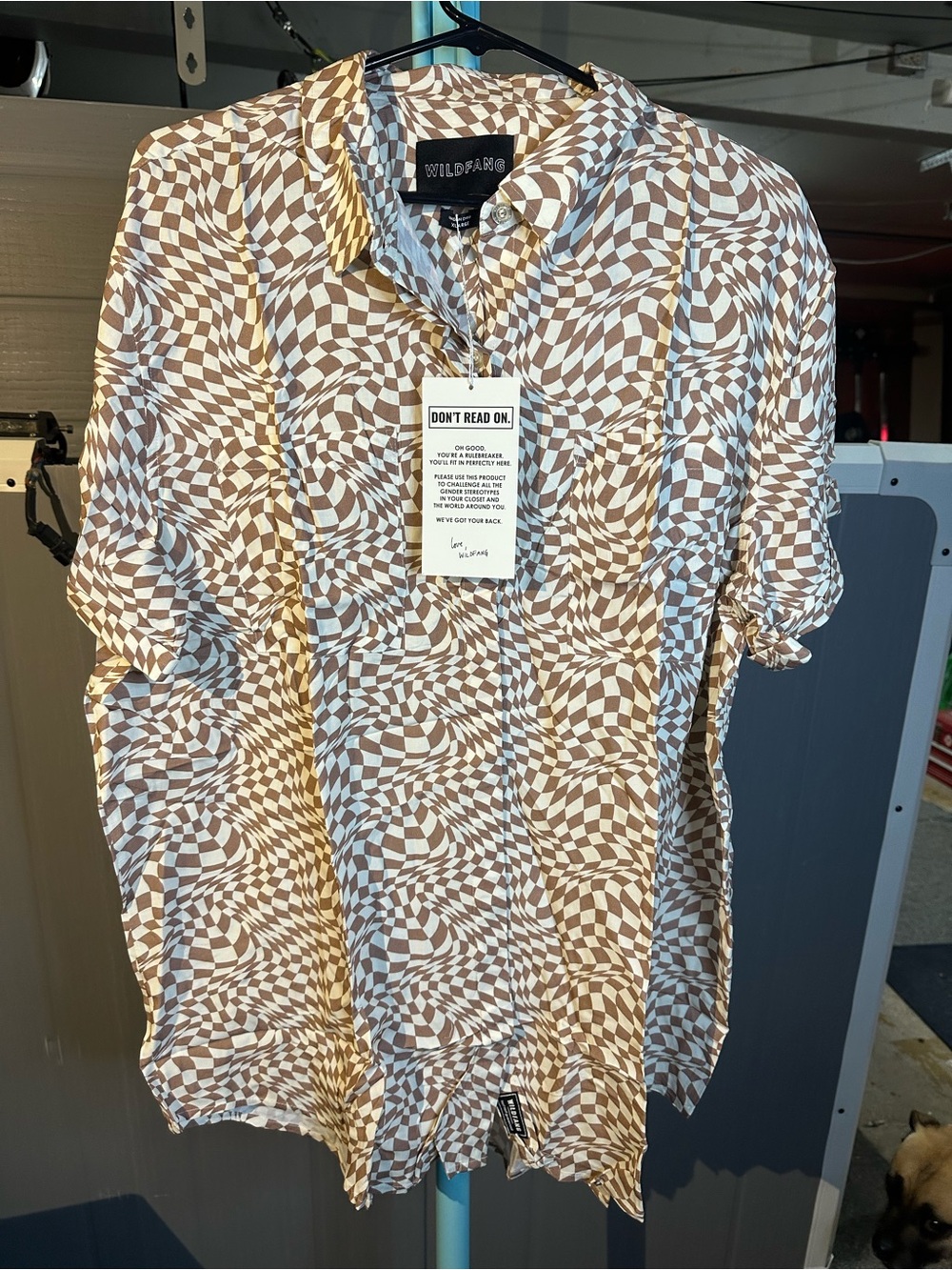 Wildfang Brown & White Geometric Midi Dress